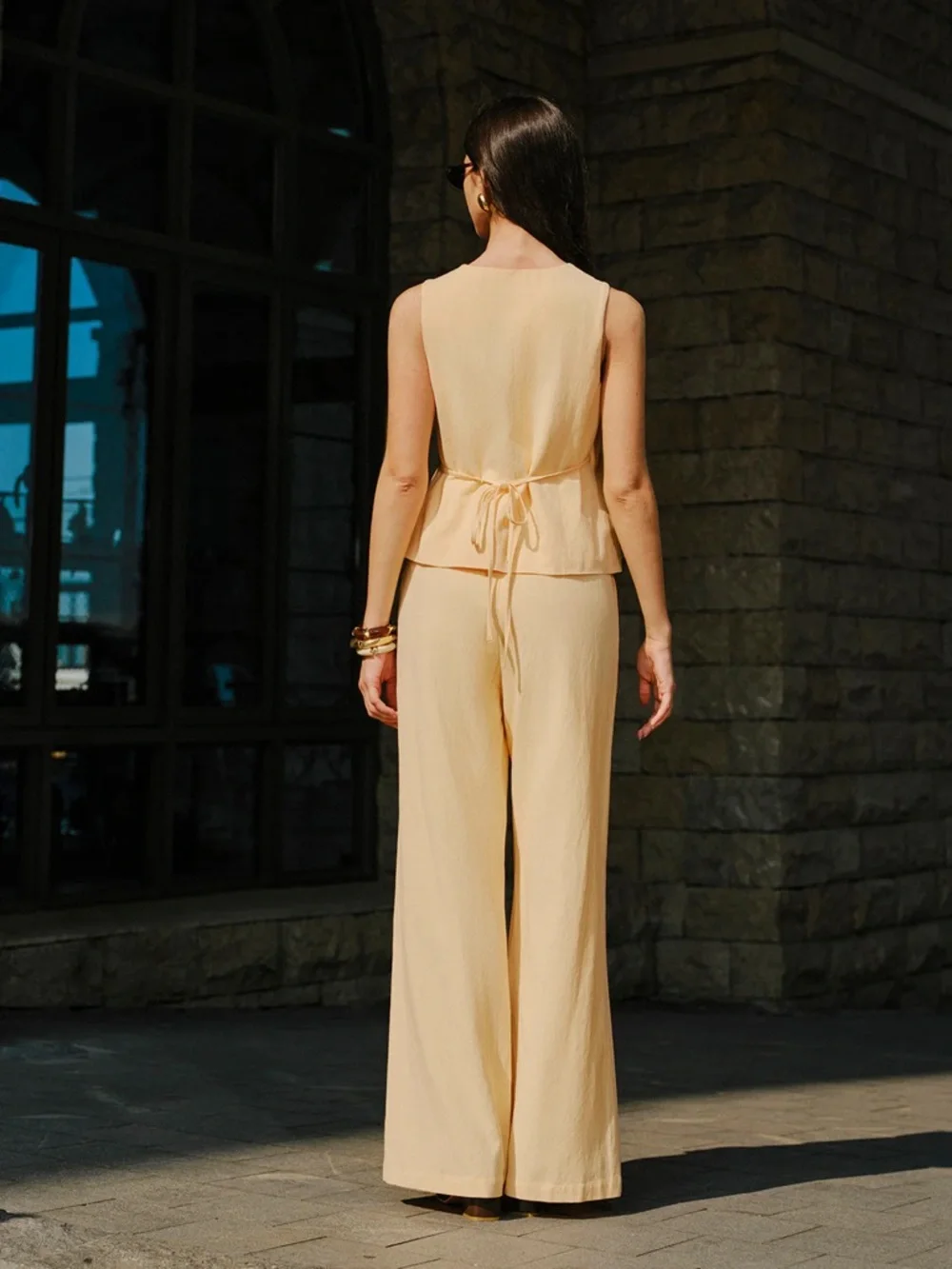 Commense SET Cotton & Linen Wrap Top With Pants Set - Picture 3 of 8
